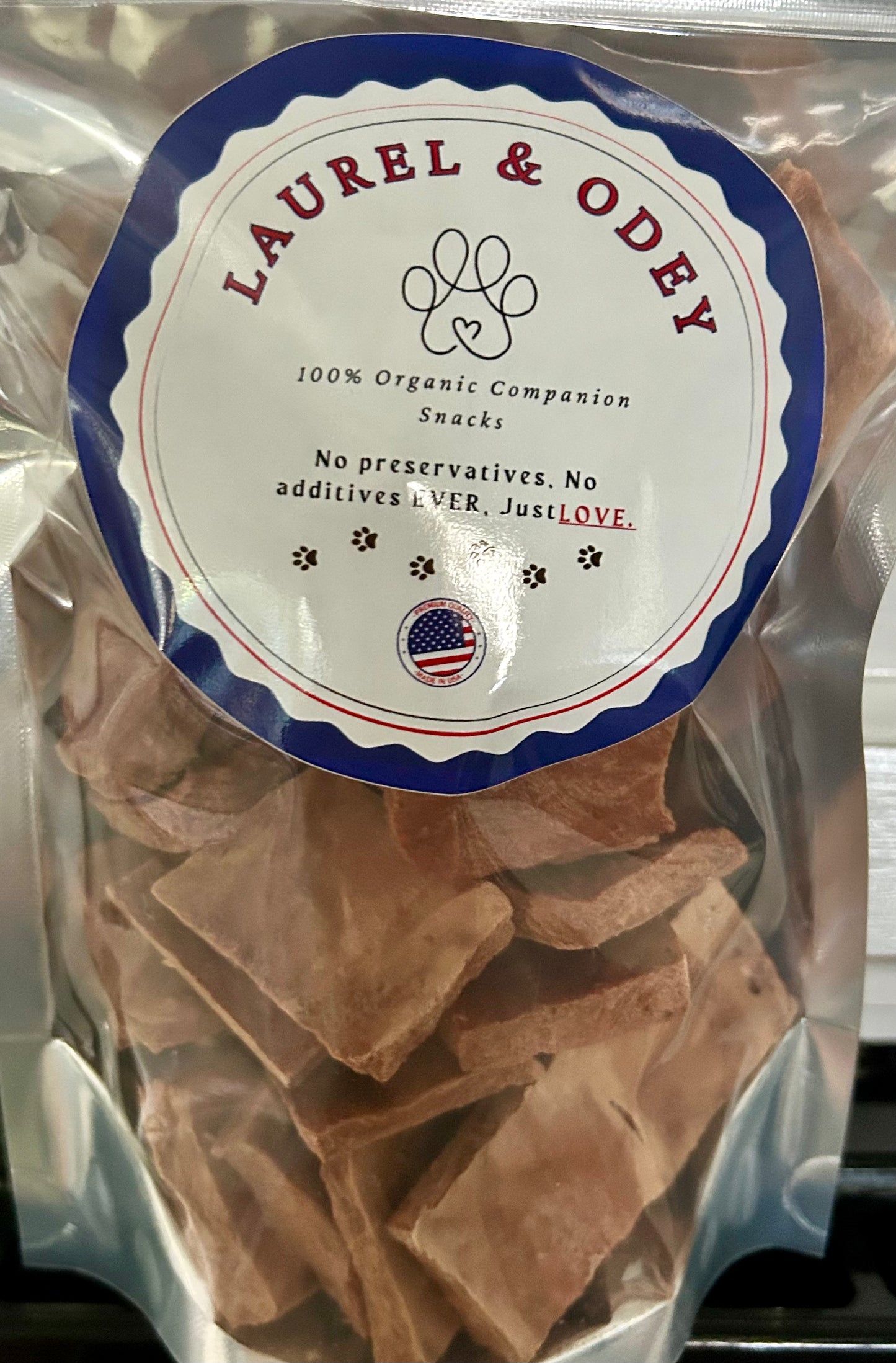 Raw beef liver and sweet potato crisps. 3 oz